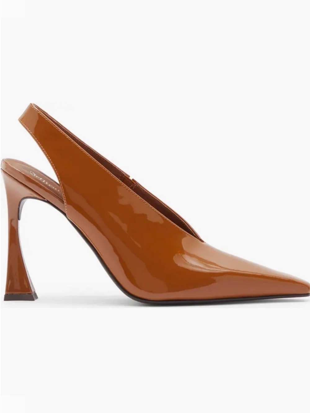 Jeffrey Campbell Alimony Patent Leather Slingback Pumps - Caramel - Size 7.5